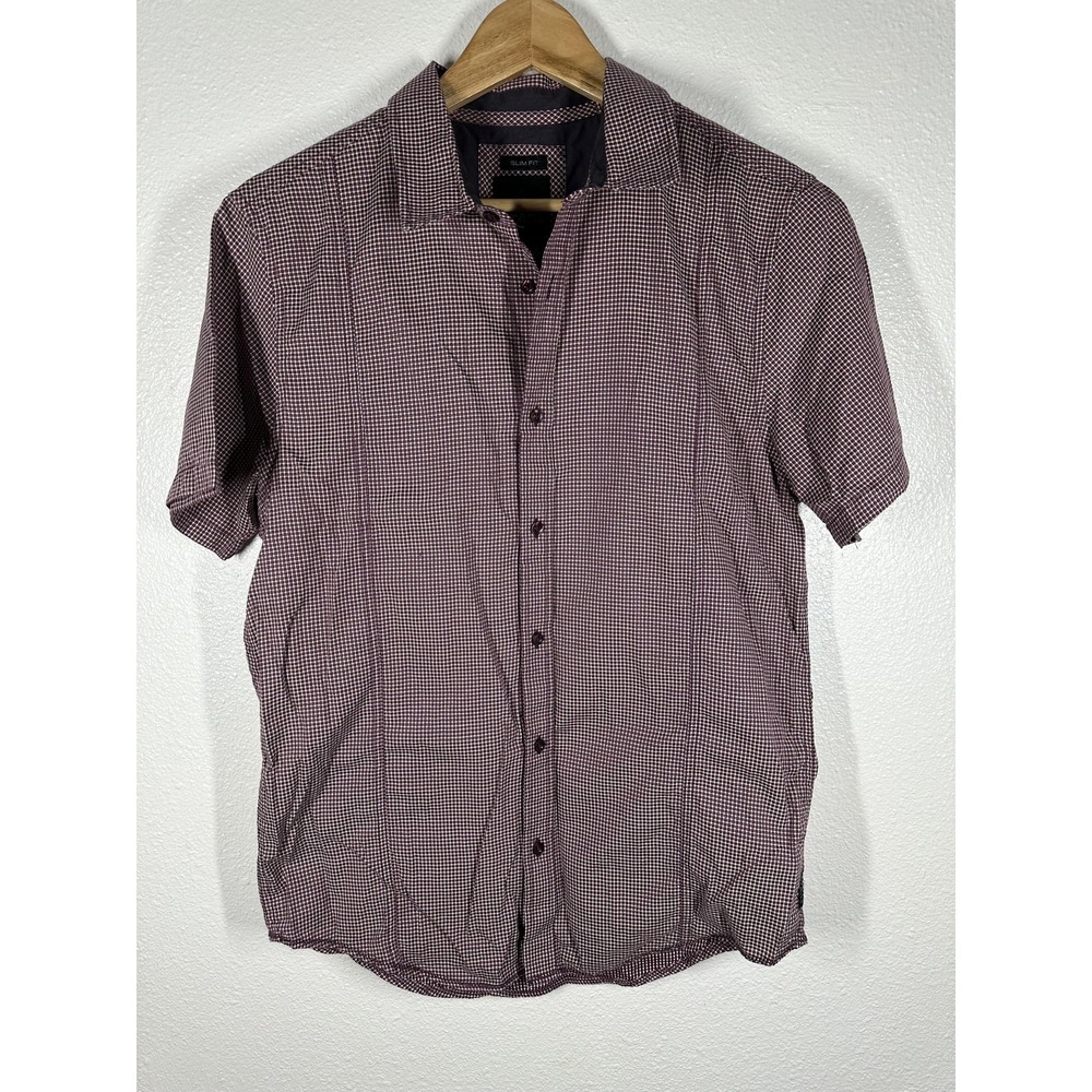 Prana Shirt Mens Medium Red Plaid Slim Fit Short Sleeve Button Front Casual
